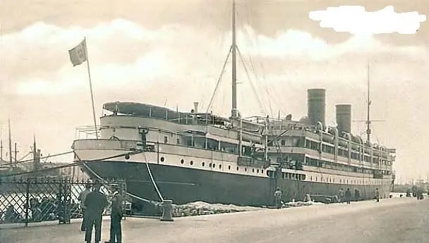 In the port of Genoa, where the South America line began.