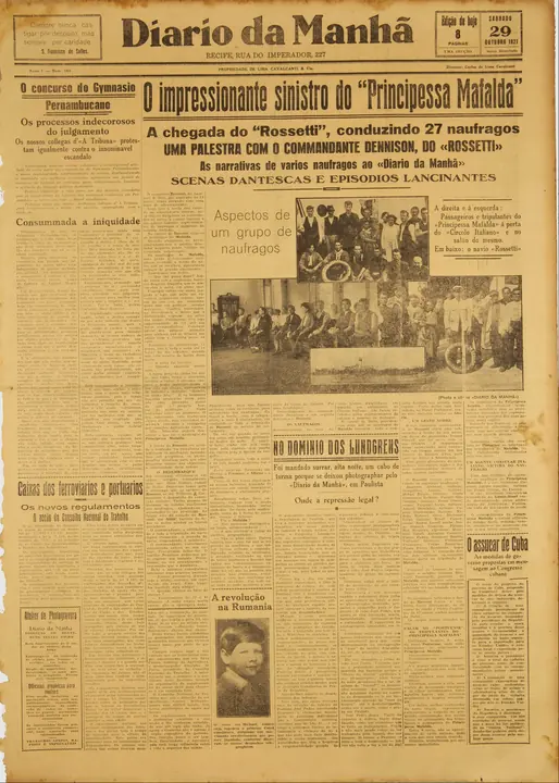 The Rossetti’s arrival in Recife with twenty-seven survivors, and what they told the newspaper.
