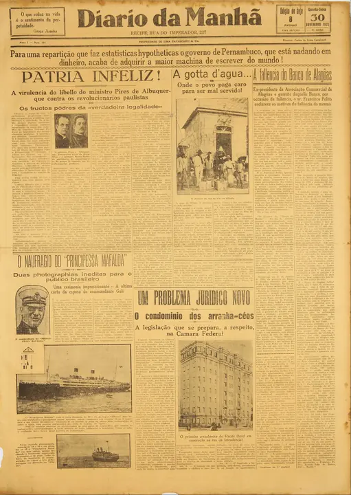 “Duas photographias inéditas para o público brasileiro” (Two photographs never before seen by the Brazilian public): the ship sinking, seen from the Alhena.